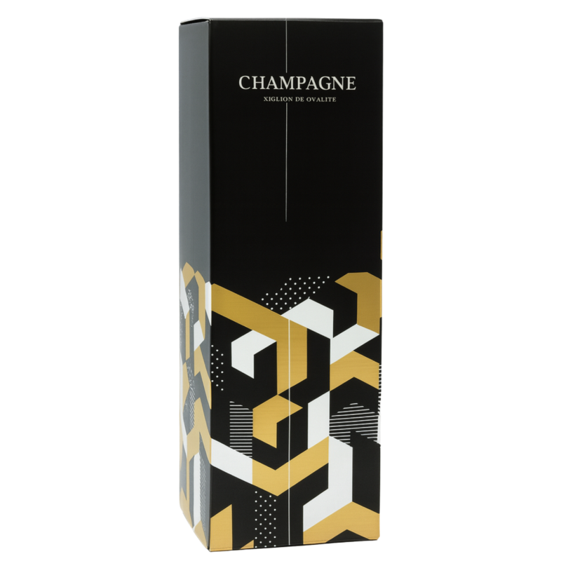 Champagne & Accessoires - Gift box for 1 bottle Black/Gold “Géométrique” 431971